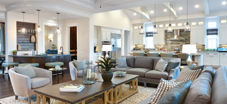 Arthur Rutenberg Homes: Spacious living room area, dining room and kitchen